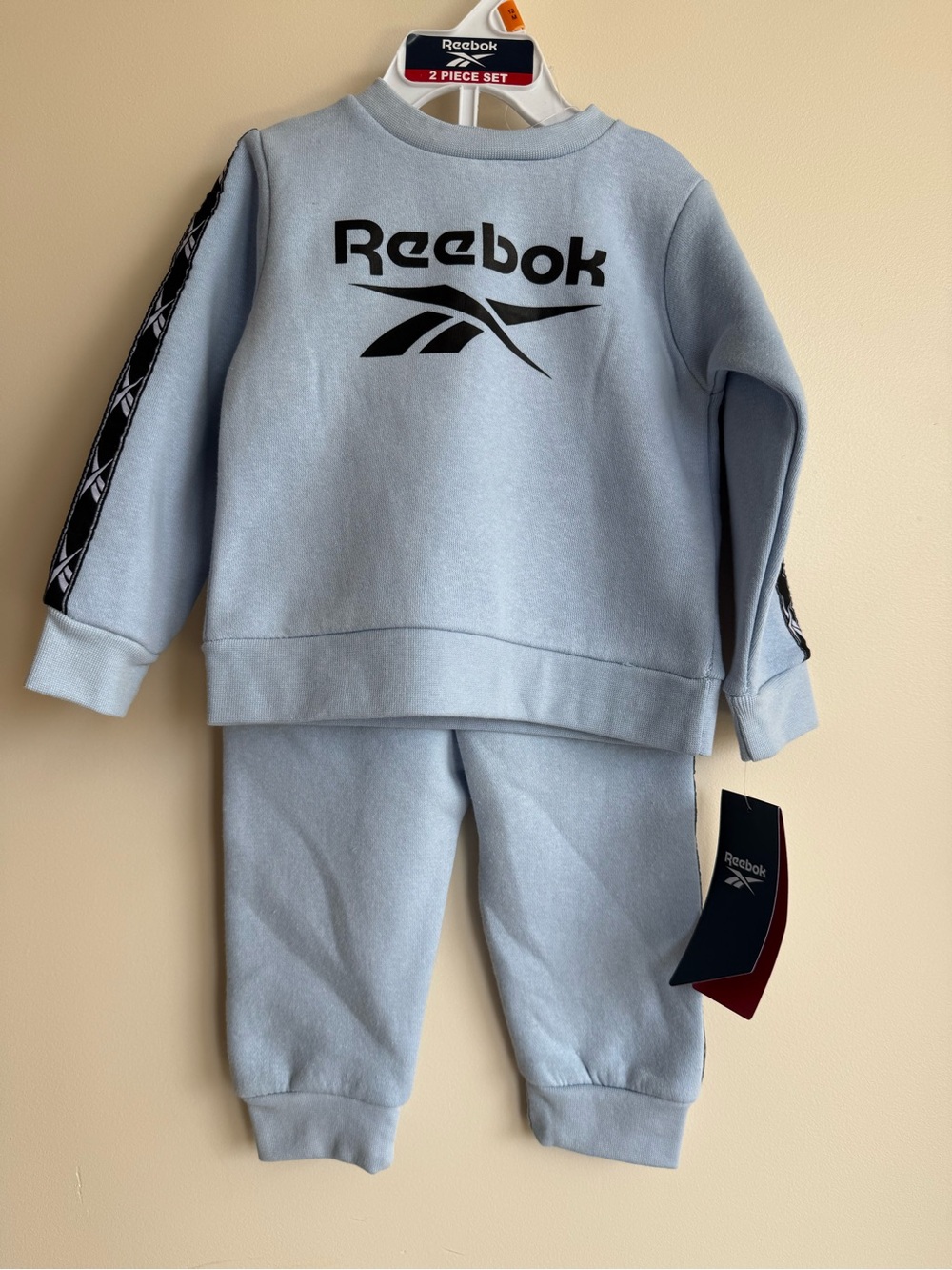 Reebok Light Blue Kids Sweatpants & Joggers Set with Black Logo